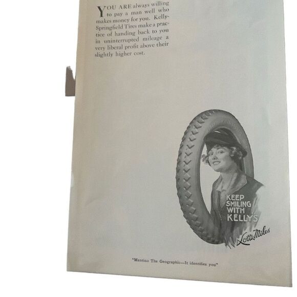 Vintage 1919 Kelly Springfield Tires Keep Smiling With Kelly’s Ad Advertisement - Picture 3 of 4
